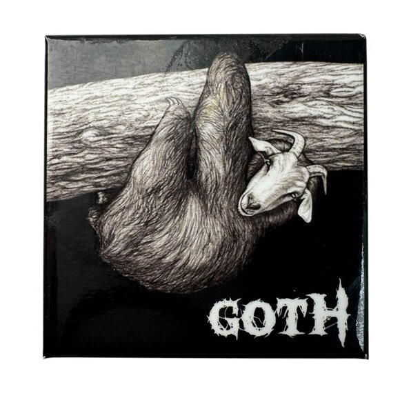 Goth Sloth Magnet Fridge 2" X 2" Punk Metal Emo Grunge Alternative Rockabilly - Picture 1 of 3